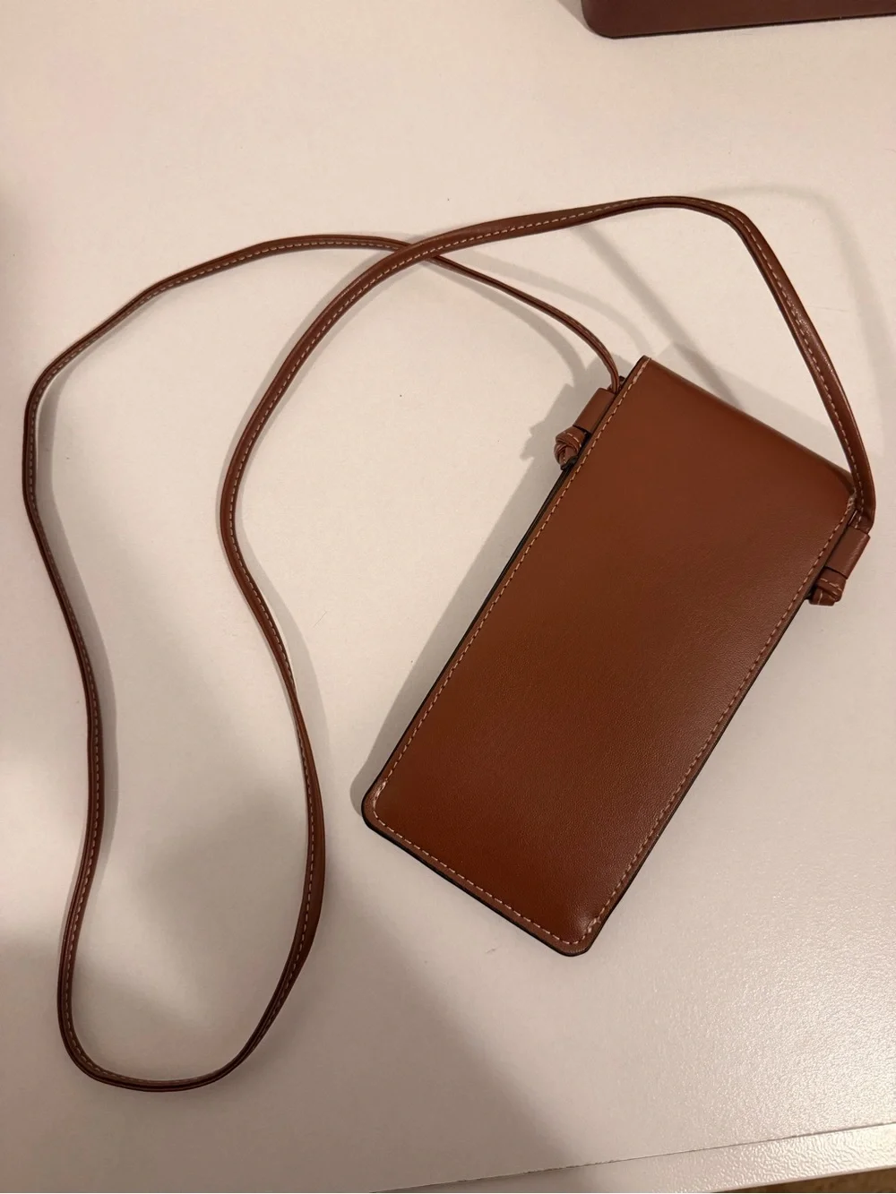 Celine Brown Leather Phone Crossbody Pouch